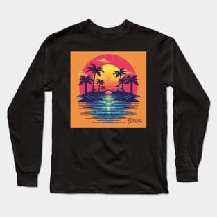 Retro Sunset Rays Wavy Shirt Long Sleeve T-Shirt